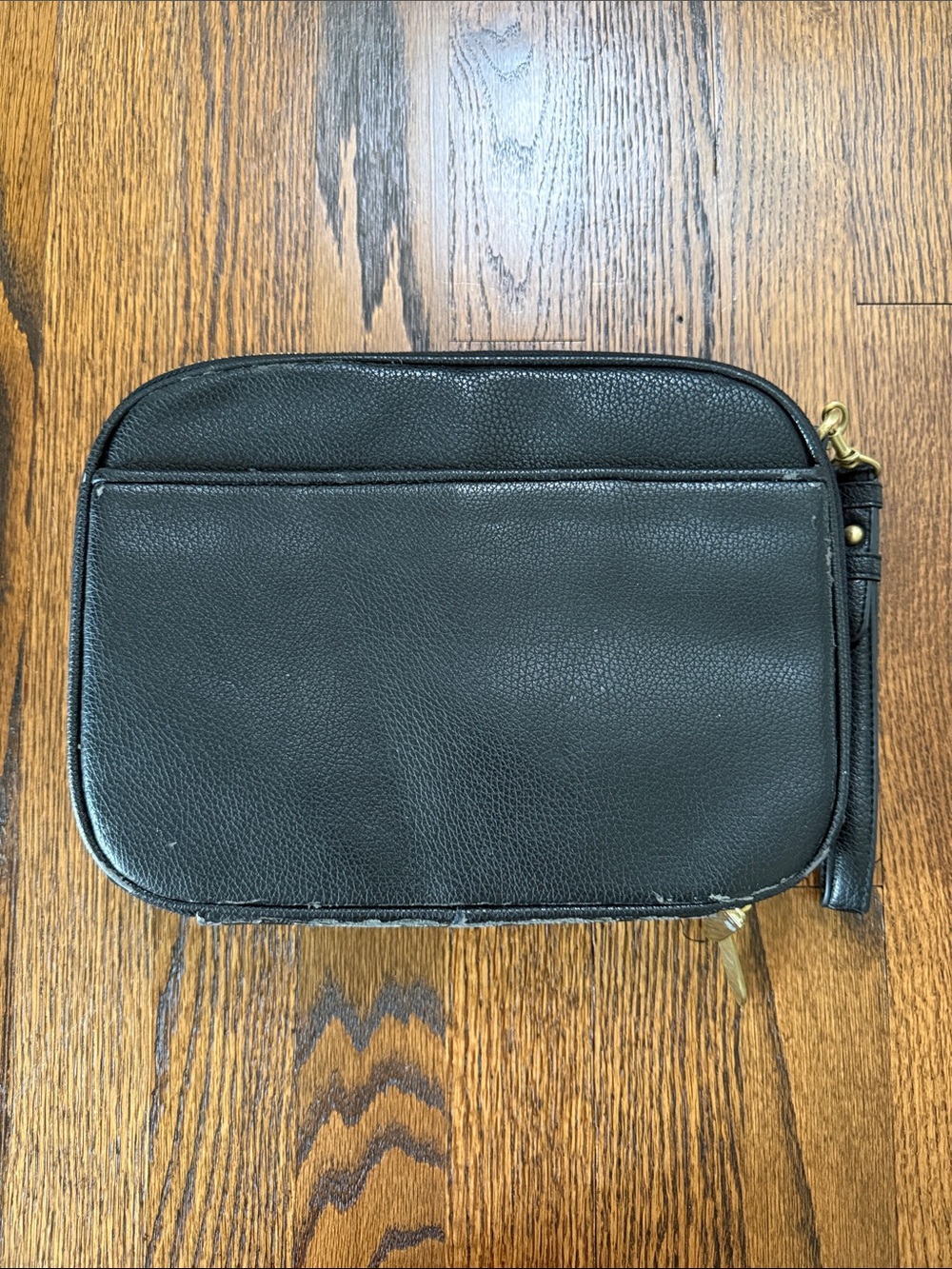 Z 3.1 Phillip Lim Target Black Pebbled Leather Toiletry Pouch with Wrist Strap
